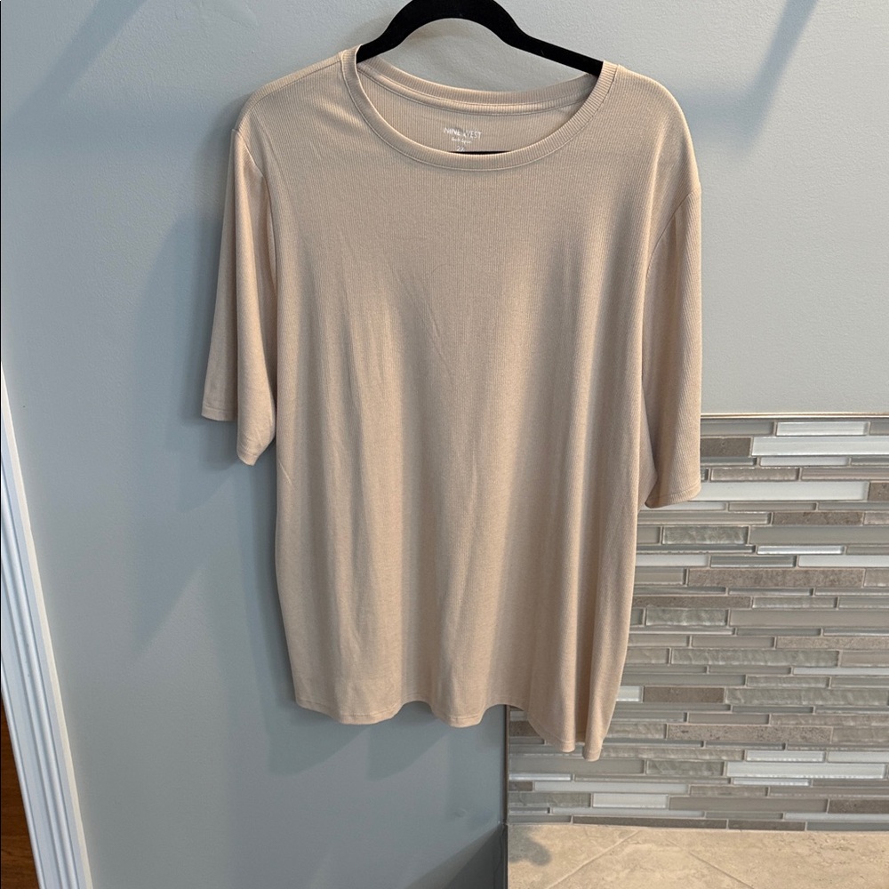 Nine West Cream Ribbed Top